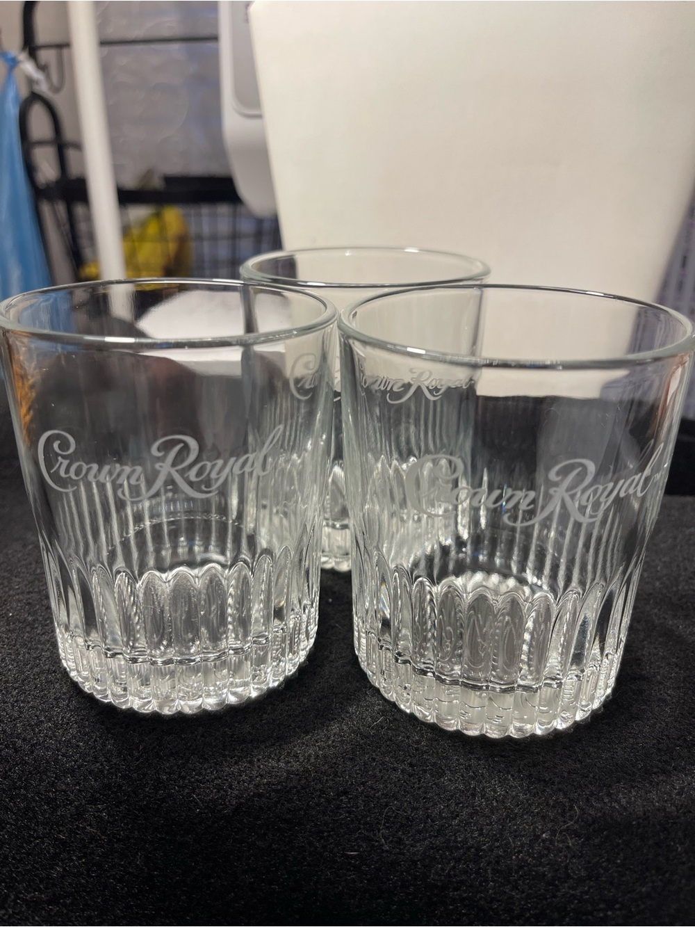 Clear Glass Crown Royal Whisky Tumblers - Set of 3